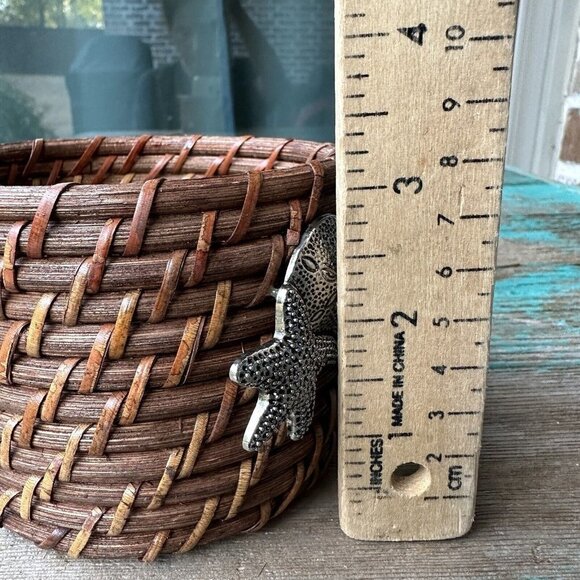 Woven Basket 3.25" Bottle Cradle Cork Holder 5 Cocktail Forks Seashells Beachy - Picture 9 of 12